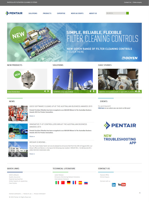 Pentair - Clean Air Systems homepage