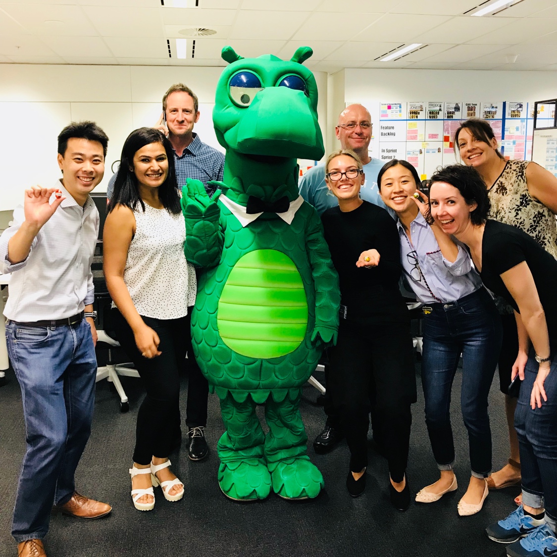 Digital Mortgages design team with 'Happy' the St.George Bank dragon